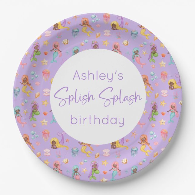 Mermaid Birthday Party Pappteller (Vorderseite)