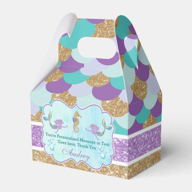 Mermaid Birthday Party Personalisiert Gefallen Geschenkschachtel (Vorderseite)