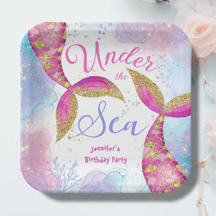 Mermaid Birthday Party Pink Girls Papier Pappteller