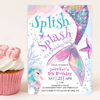 Mermaid Birthday Party Splash Einladung