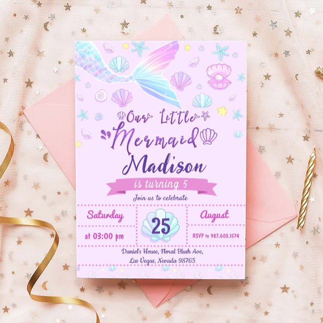 Mermaid Birthday Party under Sea Party Einladung (Von Creator hochgeladen)
