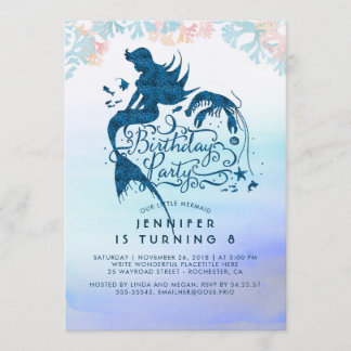 Mermaid Birthday Party Under the Sea of Liebe Einladung