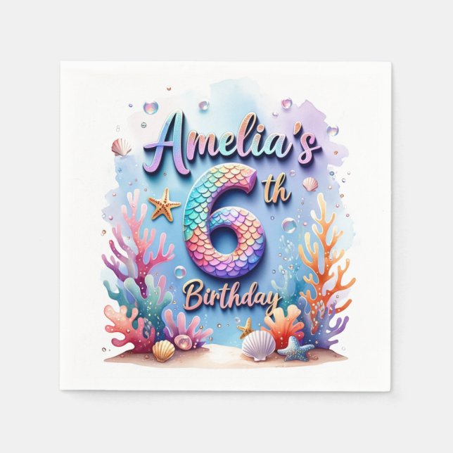 Mermaid Birthday Party – Under the Sea Party  Serviette (Vorderseite)