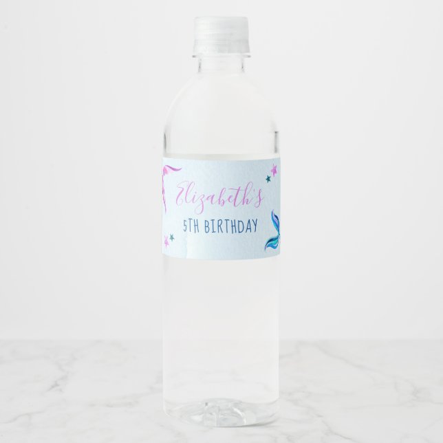 Mermaid Birthday Party Wasserflasche (Vorderseite)