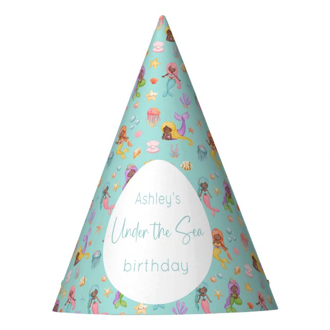 Mermaid Birthday Partyhütchen (Vorderseite)