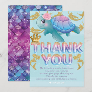 Mermaid Birthday Pink Blue Dankeskarte