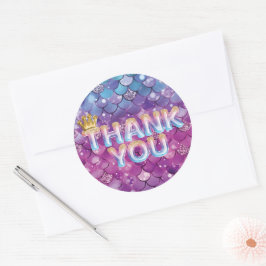 Mermaid Birthday Pink Glitzer Danke, Star Stick Runder Aufkleber