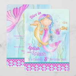 Mermaid Birthday Pool Party Einladungen