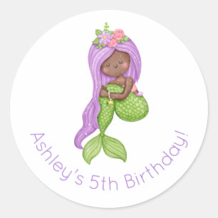 Mermaid Birthday Runder Aufkleber