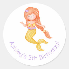 Mermaid Birthday Runder Aufkleber