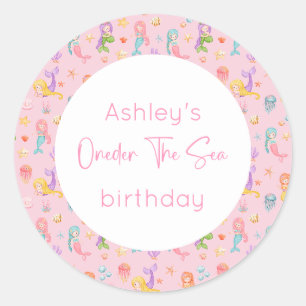 Mermaid Birthday Runder Aufkleber