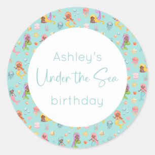 Mermaid Birthday Runder Aufkleber