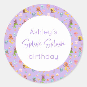 Mermaid Birthday Runder Aufkleber