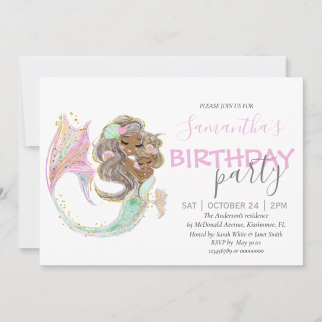 Mermaid Birthday Sweet Little Mermaid Nautical  Ankündigung (Vorderseite)