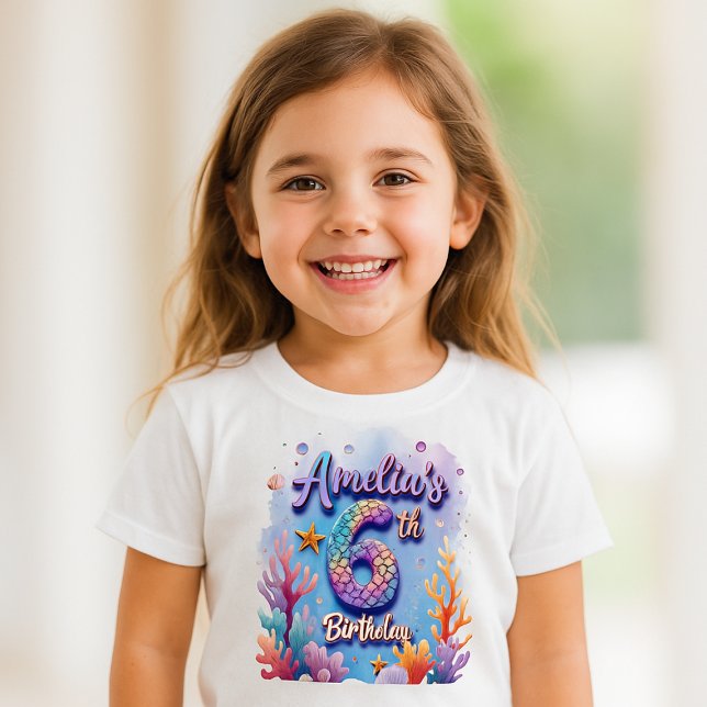Mermaid Birthday T - Shirt - Personalisierter Name (Von Creator hochgeladen)
