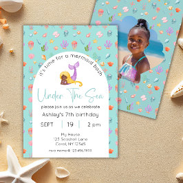 Mermaid Birthday Under Sea Foto Einladung