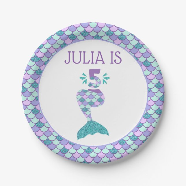 Mermaid Birthday Under Sea Party Pappteller (Vorderseite)
