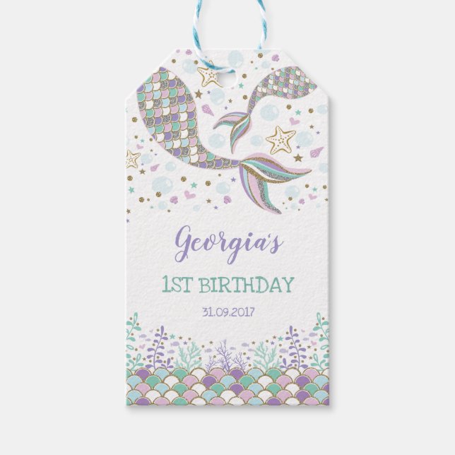 Mermaid Birthday Under the Sea Beach Favoriten Geschenkanhänger (Vorderseite)