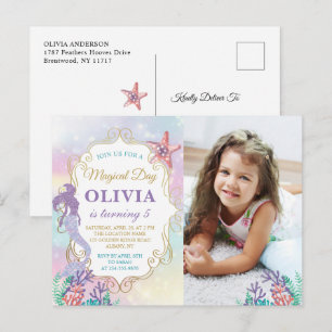 Mermaid Birthday Under the Sea Foto Einladung Postkarte