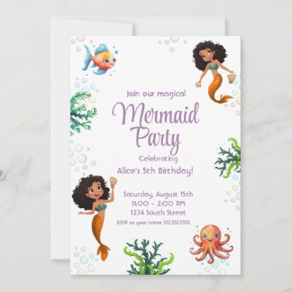 Mermaid Black Birthday Einladung Party