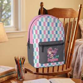 Mermaid-Blöcke rosa Namensmuster Bedruckter Rucksack