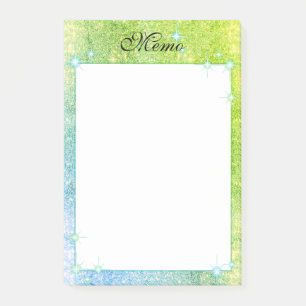 Mermaid Blue Green Glitzer Sparkone Imitat Sea Post-it Klebezettel