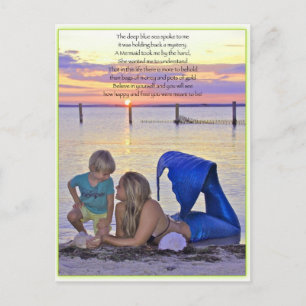 Mermaid & Boy at the Beach Carte postale