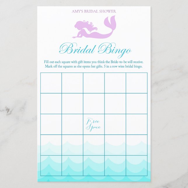 Mermaid Brautparty Game - Bridal Bingo (Vorderseite)