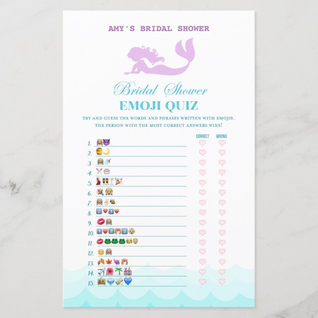 Mermaid Brautparty Game, Polterabend (Vorderseite)