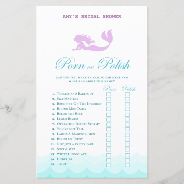 Mermaid Brautparty Game, Polterabend (Vorderseite)