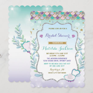 Mermaid Bridal Dusche Einladung Beach Ocean Party