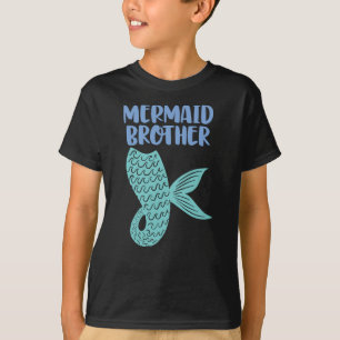 Mermaid Brother Blue Text mit grünem Schwanz T-Shirt