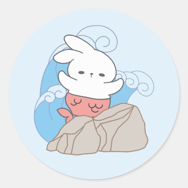 Mermaid Bunny Adventures Ein Abstecher in den Somm Runder Aufkleber (Vorderseite)