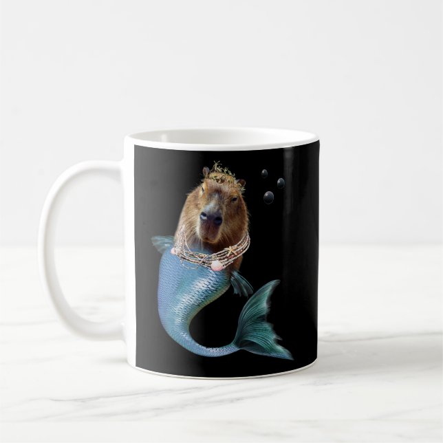 Mermaid Capybara Mercapybara Niedlich Meme Kaffeetasse (Links)