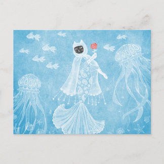 Mermaid cat Icy Princess Postcard Postkarte