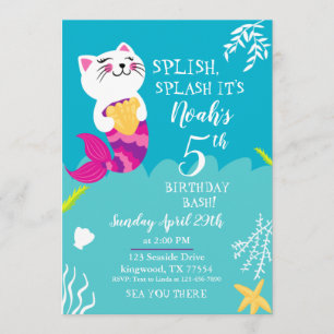 Mermaid Chat Invitation d'anniversaire
