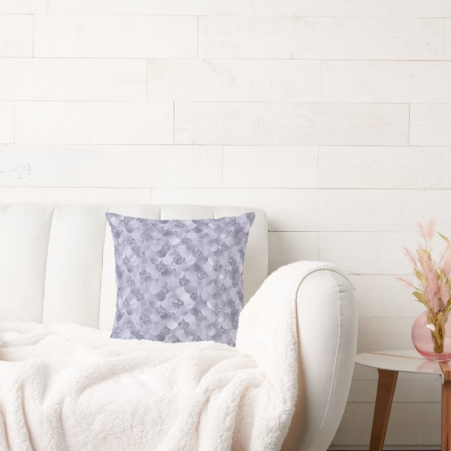 Mermaid Chic Scales | Dusty Lavender Lila Luster Kissen (Liege)