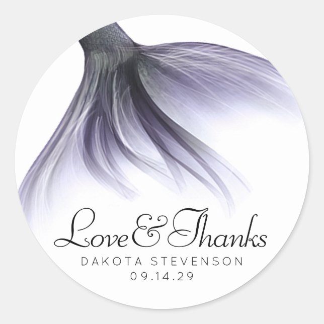 Mermaid Chic Schwanz | Lavender Lila Vielen Dank Runder Aufkleber (Vorderseite)