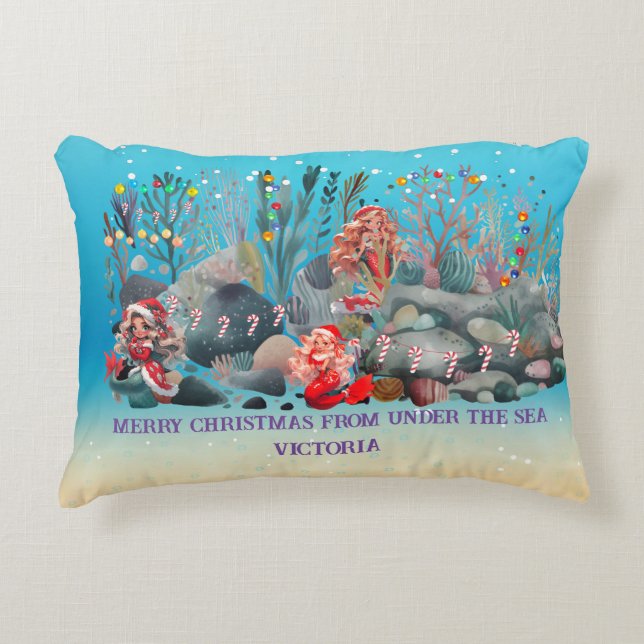 Mermaid Christmas Dekokissen (Vorderseite)