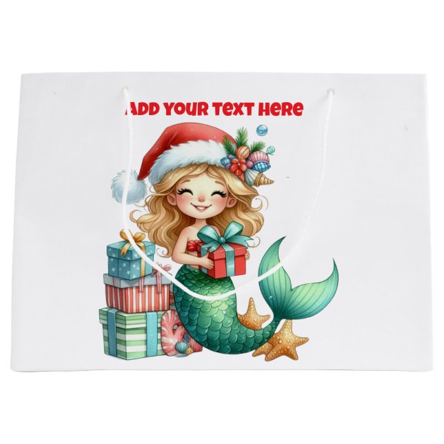 Mermaid Christmas Große Geschenktasche - Personali Geschenktüte (Vorderseite)