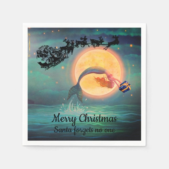 Mermaid Christmas Napkins Serviette (Vorderseite)