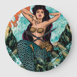 Mermaid Clock Große Wanduhr