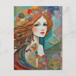 Mermaid Collage Postcard Postkarte