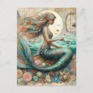 Mermaid Collage Postkarte