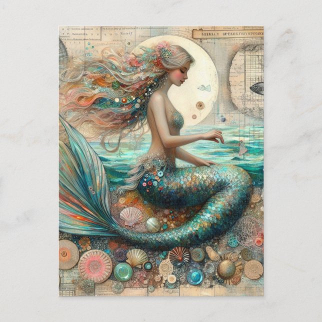 Mermaid Collage Postkarte (Vorderseite)