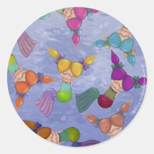 Mermaid Collage Runder Aufkleber