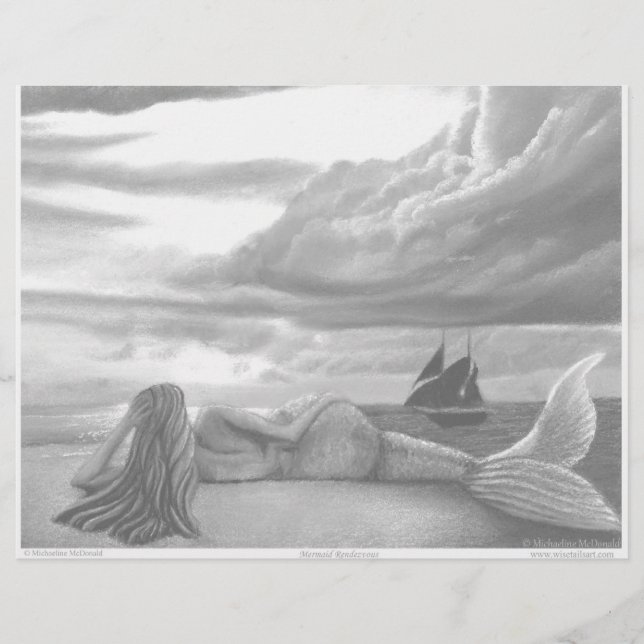 Mermaid Coloring Page (Vorderseite)