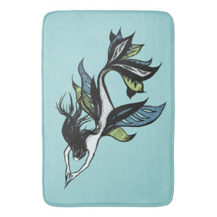 Mermaid Cool Ink Zeichnend Badematte