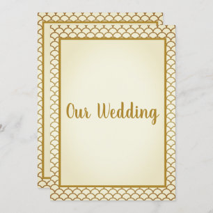 MERMAID CREAM GOLD BORDER Wedding Einladung