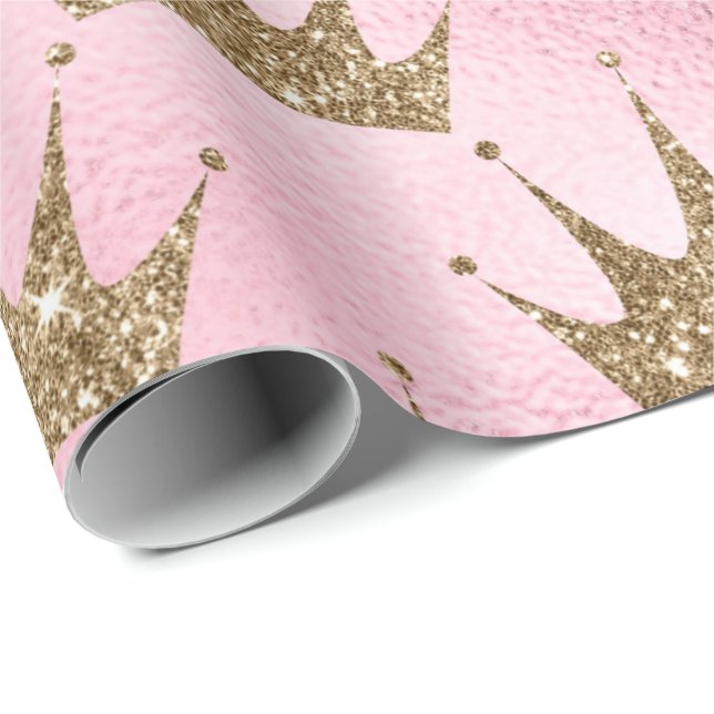 Mermaid Crown Pink Glitzer Princess Bridal 16. Geschenkpapier (Rolleneckpunkt)
